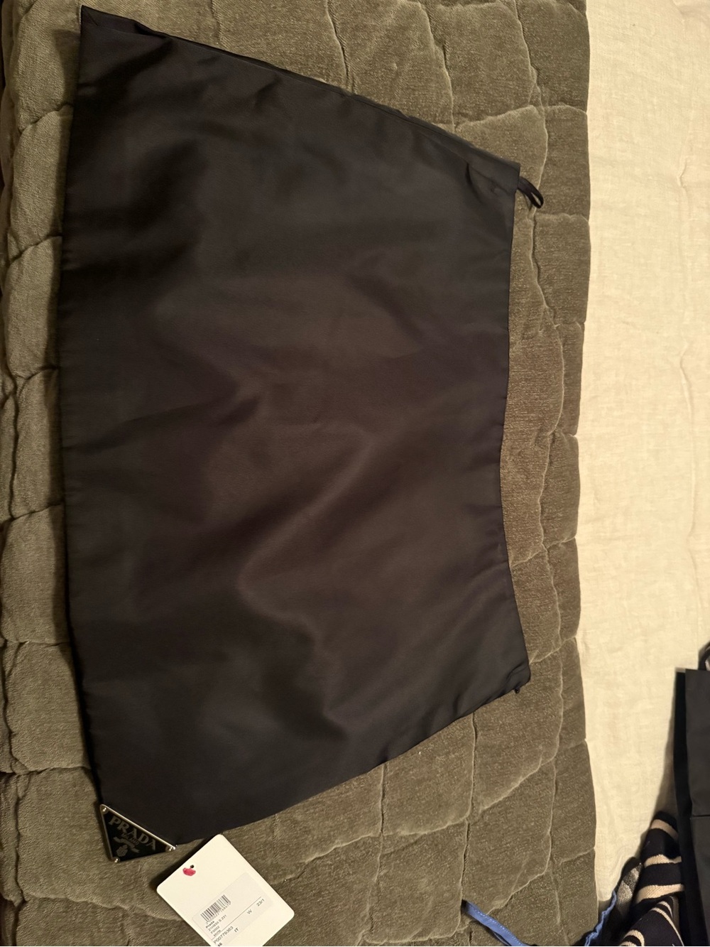 Prada Black Satin Mini Skirt with Logo Plaque